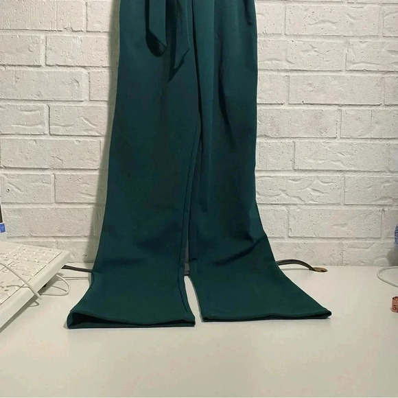 Size 10 Jumpsuit WITH POCKETS Green Waist Tie Flirty Sleeve Office Wedding - Picture 3 of 13